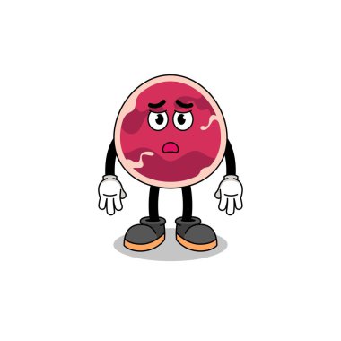meat cartoon illustration with sad face , character design