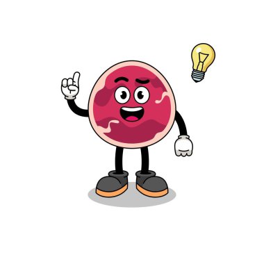 Düşünce pozu veren bir et karikatürü, karakter tasarımı