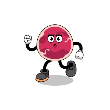 çalışan et maskotu illüstrasyonu, karakter tasarımı