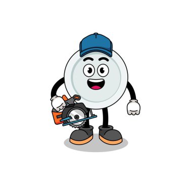 Tabağın ahşap işçisi olarak çizimi, karakter tasarımı