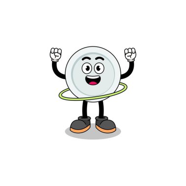 Hula hoop oynayan levha çizimi, karakter tasarımı