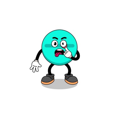 Dili çıkmış ilaç tabletinin karakter çizimi, karakter tasarımı