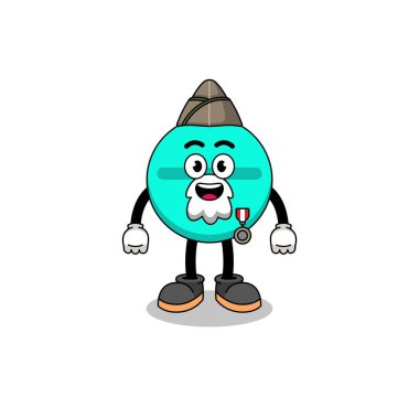 Gazi, karakter tasarımı olarak tıp tabletinin karikatürü.