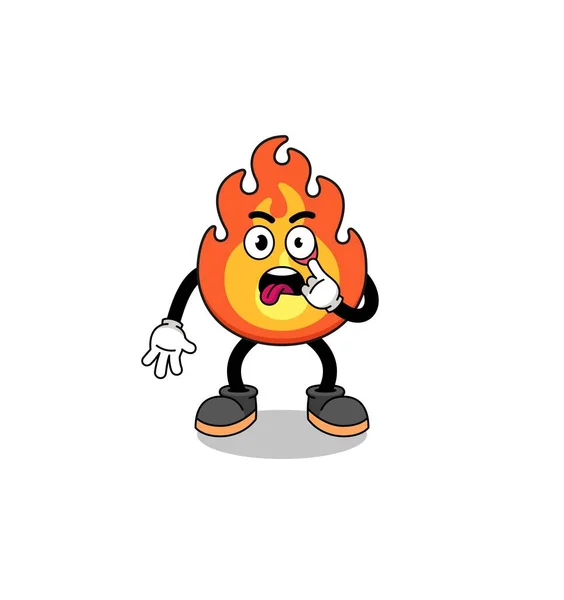 Character Illustration Fire Tongue Sticking Out Character Design — Vetor de Stock