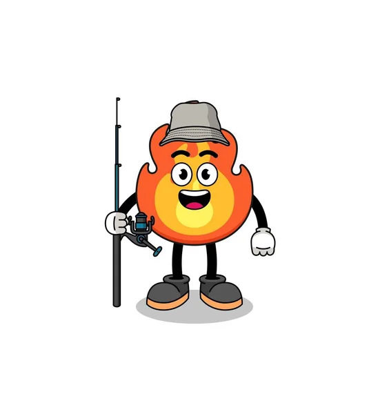 Mascot Illustration Fire Fisherman Character Design — Archivo Imágenes Vectoriales
