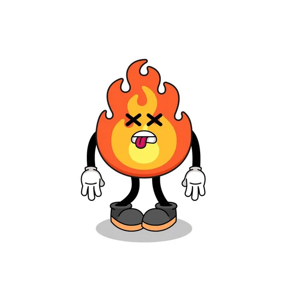Fire Mascot Illustration Dead Character Design —  Vetores de Stock