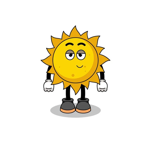 Sun Cartoon Couple Shy Pose Character Design — Stockvektor
