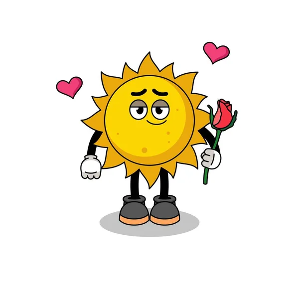 Sun Mascot Falling Love Character Design — Διανυσματικό Αρχείο