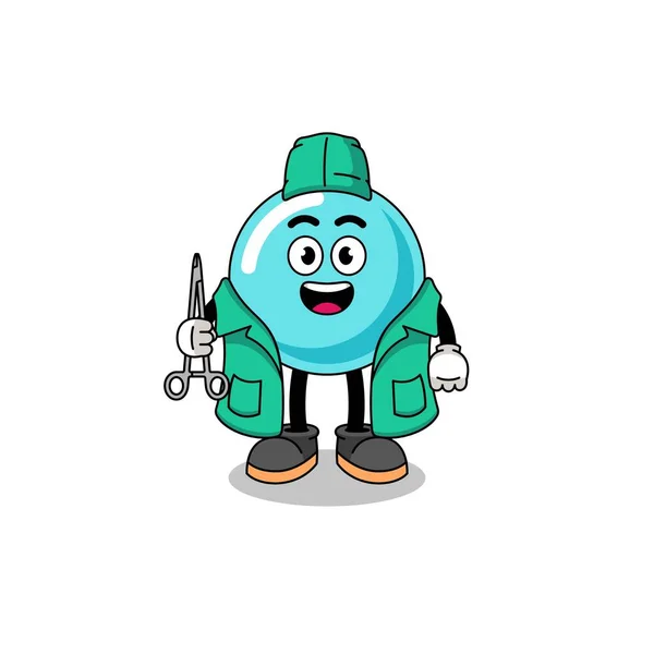 Illustration Bubble Mascot Surgeon Character Design — Stok Vektör