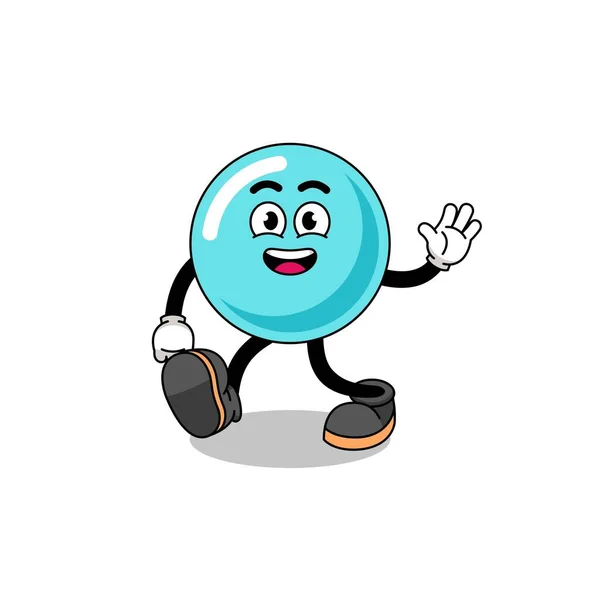 Bubble Cartoon Walking Character Design — Vector de stock