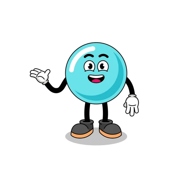 Bubble Cartoon Welcome Pose Character Design — Vetor de Stock