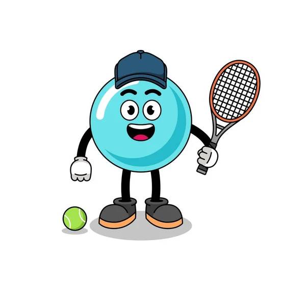 Bubble Illustration Tennis Player Character Design — ストックベクタ