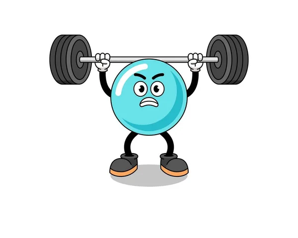 Bubble Mascot Cartoon Lifting Barbell Character Design — Vetor de Stock