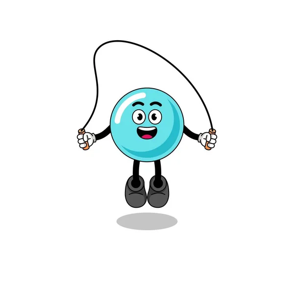 Bubble Mascot Cartoon Playing Skipping Rope Character Design — Stockvector