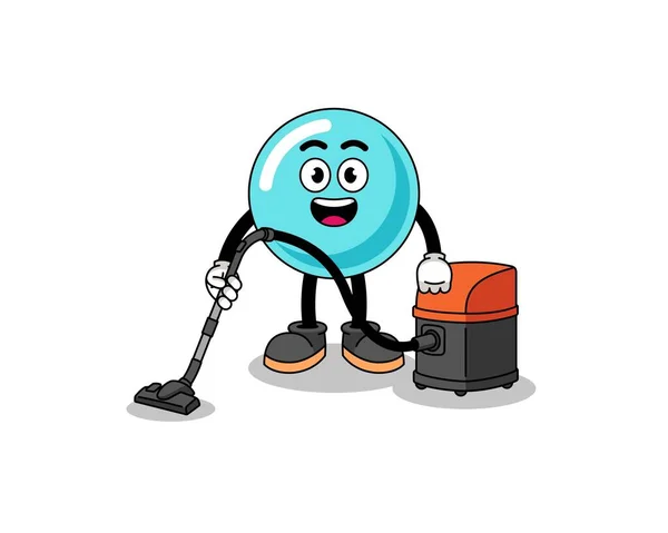 Character Mascot Bubble Holding Vacuum Cleaner Character Design — Stock Vector