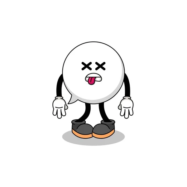 Speech Bubble Mascot Illustration Dead Character Design — Vector de stock