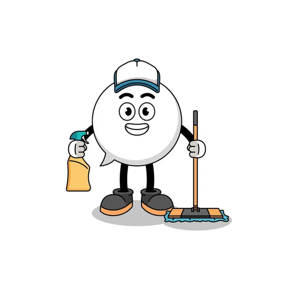 Character Mascot Speech Bubble Cleaning Services Character Design — Archivo Imágenes Vectoriales