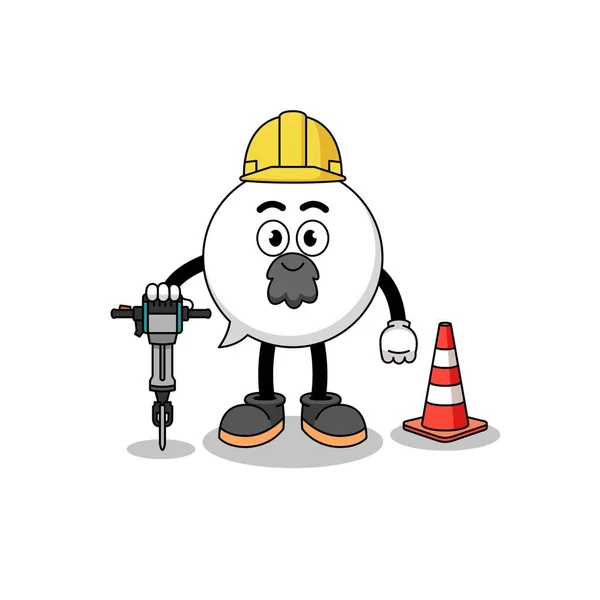 Personaje Dibujos Animados Habla Burbuja Trabajo Construcción Carreteras Diseño Personajes — Archivo Imágenes Vectoriales