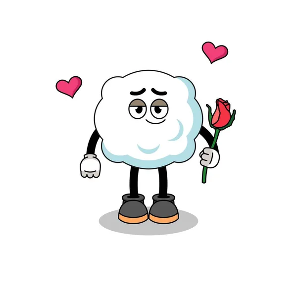 Cloud Mascot Falling Love Character Design — Stok Vektör