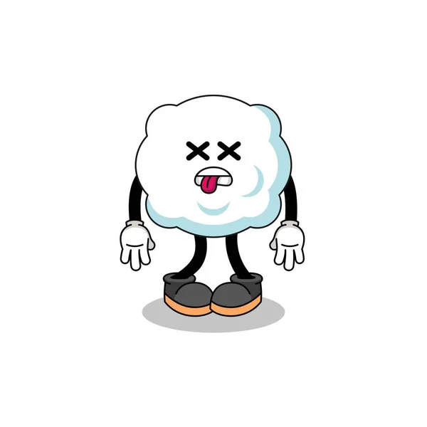 Cloud Mascot Illustration Dead Character Design — Vector de stock