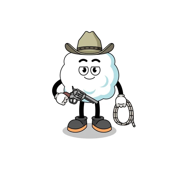 Character Mascot Cloud Cowboy Character Design — Vetor de Stock