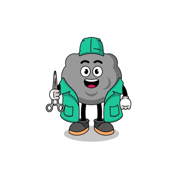 Illustration Dark Cloud Mascot Surgeon Character Design — Stockvector