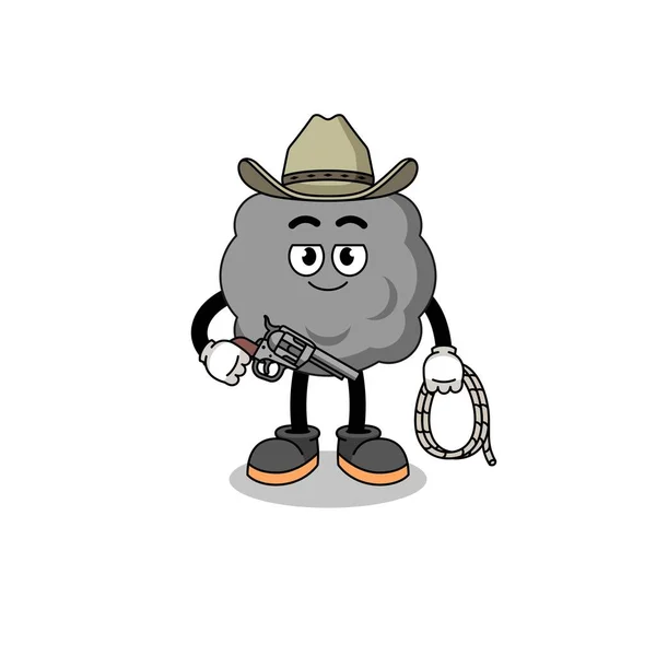 Mascotte Caractère Nuage Sombre Comme Cow Boy Character Design — Image vectorielle