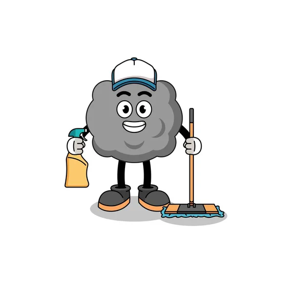 Character Mascot Dark Cloud Cleaning Services Character Design — Archivo Imágenes Vectoriales