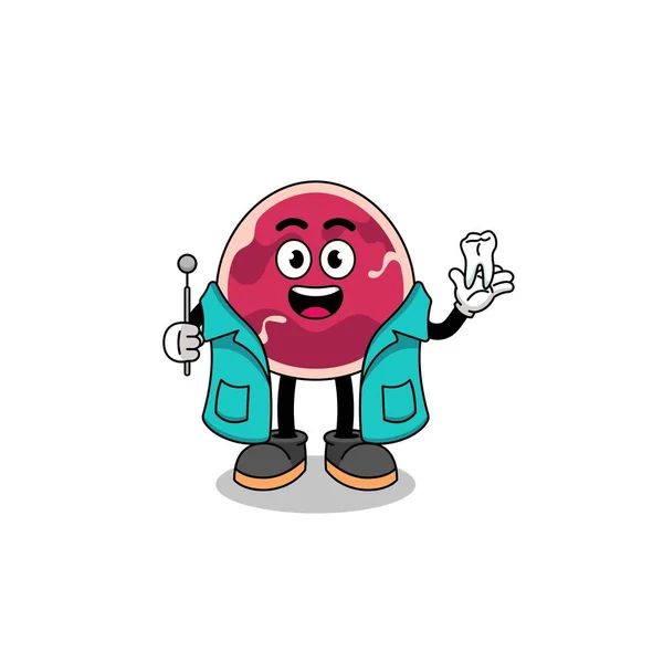 Illustration Meat Mascot Dentist Character Design — Vetor de Stock