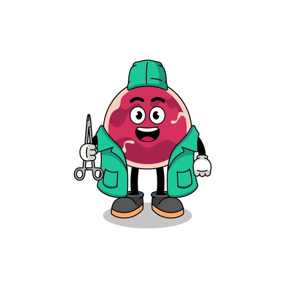 Illustration Meat Mascot Surgeon Character Design — Vetor de Stock