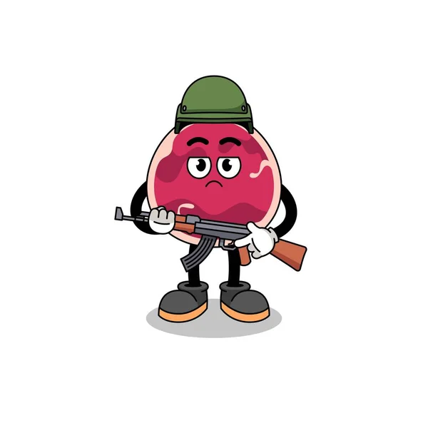 Cartoon Meat Soldier Character Design — Vetor de Stock