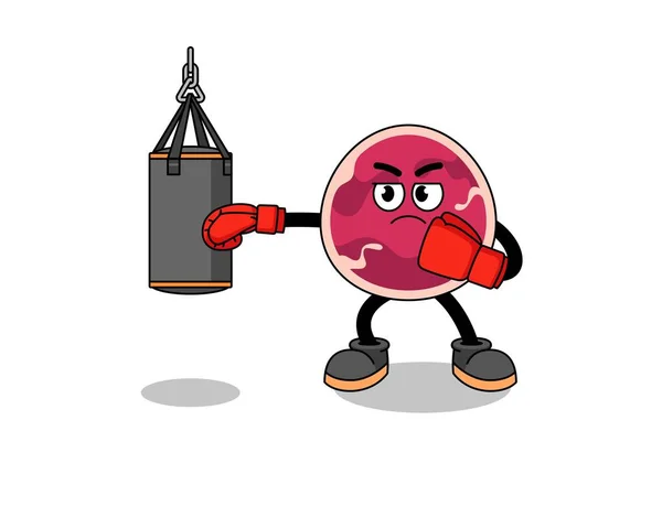 Illustration Meat Boxer Character Design — Stok Vektör