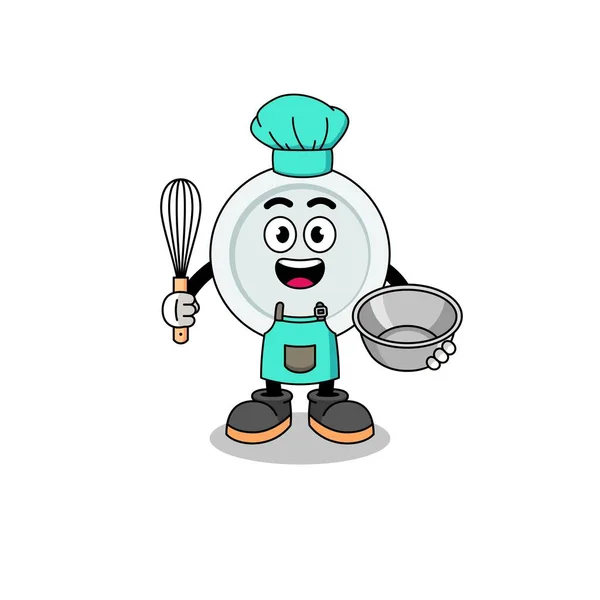 Illustration Plaque Tant Que Chef Boulangerie Character Design — Image vectorielle