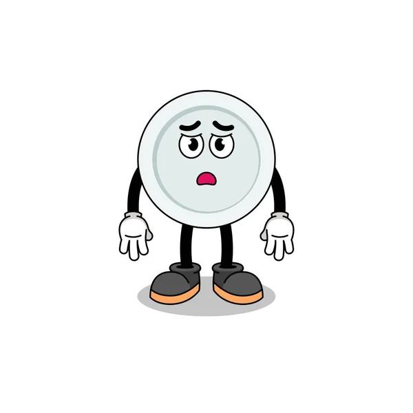 Plate Cartoon Illustration Sad Face Character Design — Stockvektor