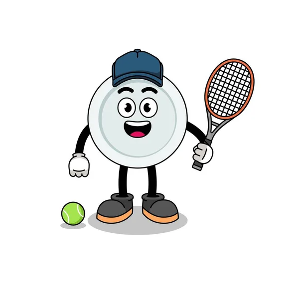 Tellerillustration Als Tennisspieler Charaktergestaltung — Stockvektor