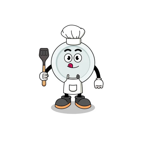 Mascot Illustration Plate Chef Character Design — Stockvektor