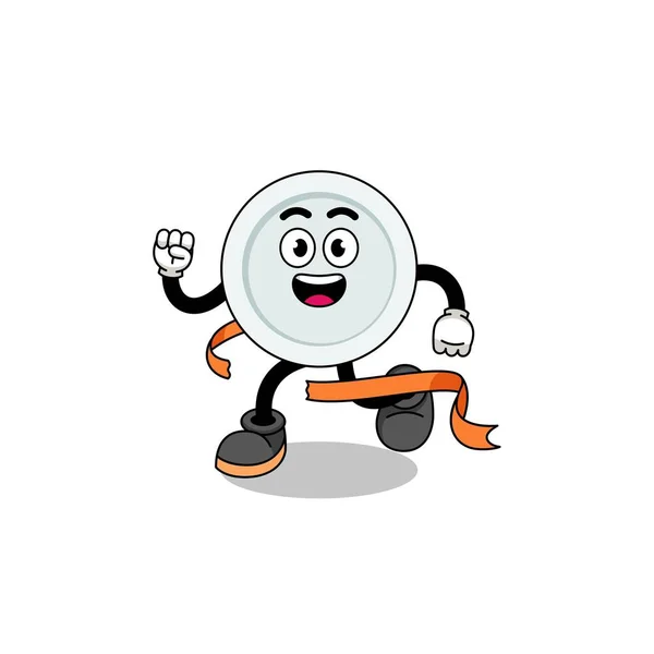 Mascot Cartoon Plate Running Finish Line Character Design — Archivo Imágenes Vectoriales
