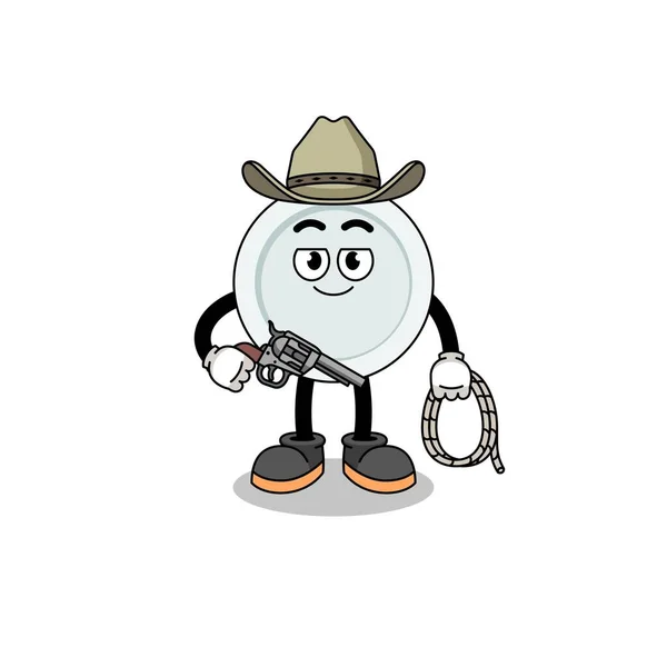 Character Mascot Plate Cowboy Character Design — ストックベクタ