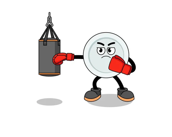 Illustration Plate Boxer Character Design — Stok Vektör