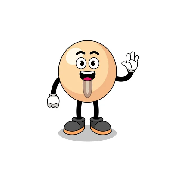 Soy Bean Cartoon Doing Wave Hand Gesture Character Design — стоковый вектор