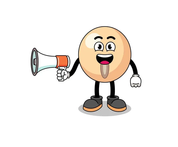 Soy Bean Cartoon Illustration Holding Megaphone Character Design — Vetor de Stock
