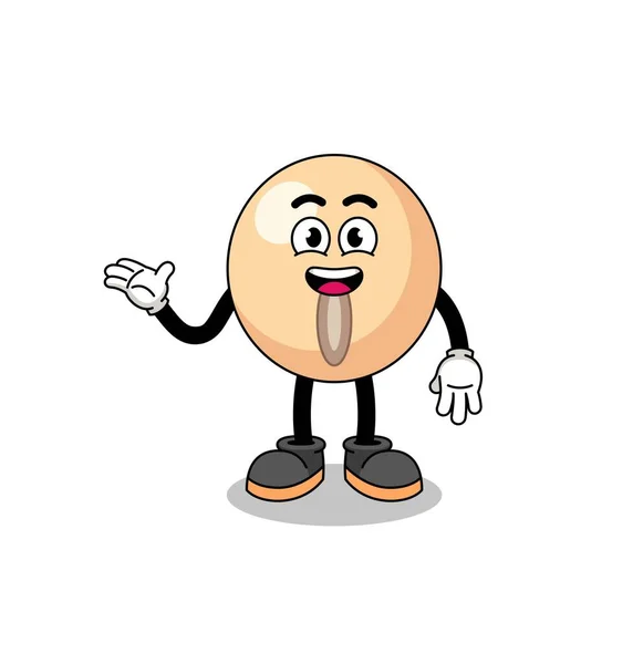 Soy Bean Cartoon Welcome Pose Character Design —  Vetores de Stock