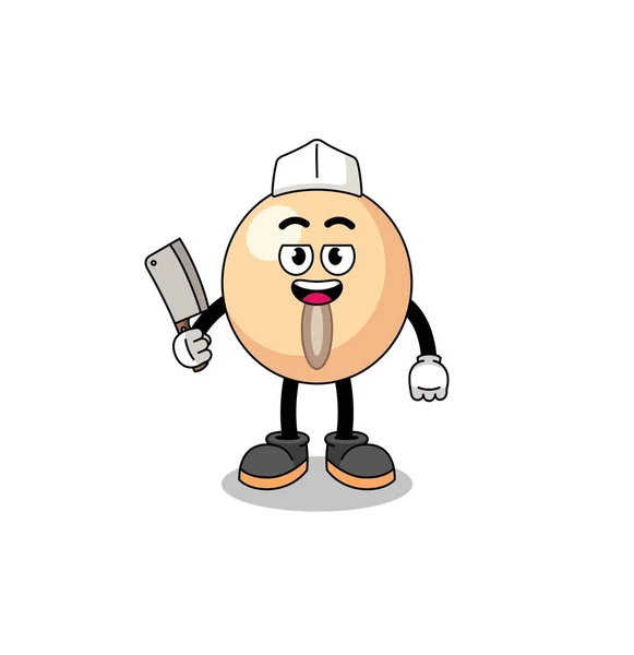 Mascot Soy Bean Butcher Character Design — Vetor de Stock