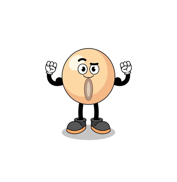 Mascotte Soja Posant Avec Muscle Character Design — Image vectorielle