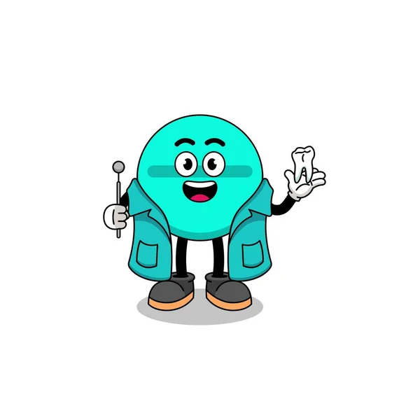 Illustration Medicine Tablet Mascot Dentist Character Design — Stockvector