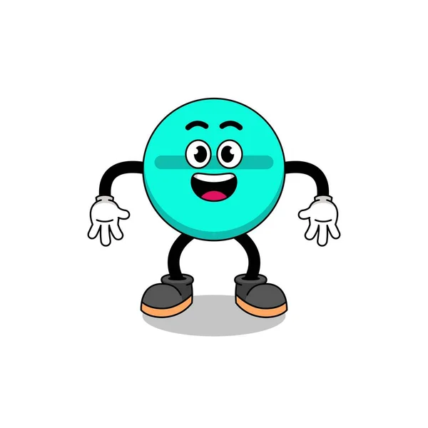 Medicine Tablet Cartoon Surprised Gesture Character Design — Vetor de Stock