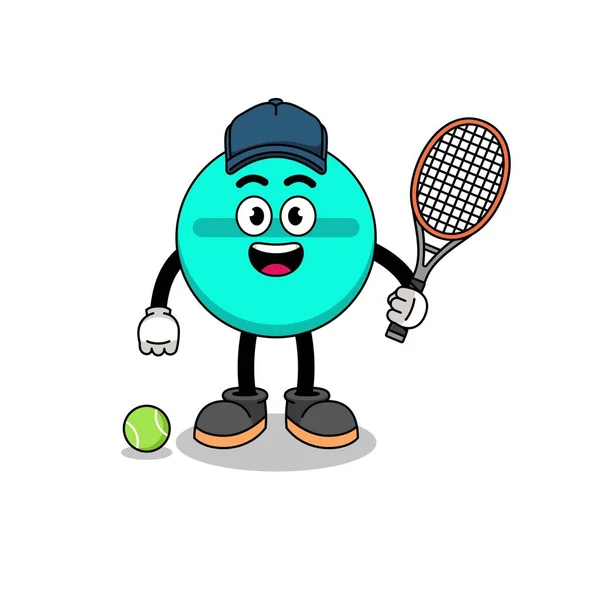 Medicine Tablet Illustration Tennis Player Character Design — Stockvektor