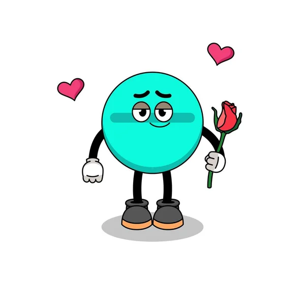 Medicine Tablet Mascot Falling Love Character Design — Image vectorielle