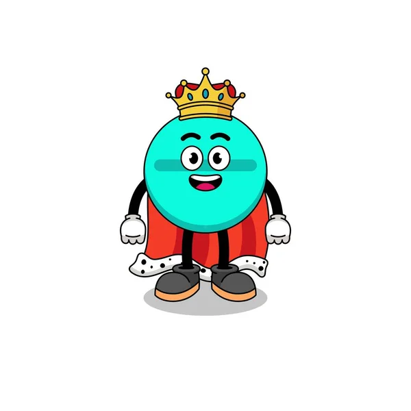 Mascot Illustration Medicine Tablet King Character Design — Vettoriale Stock