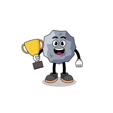 Çizgi film maskotu elinde bir kupa, karakter tasarımı